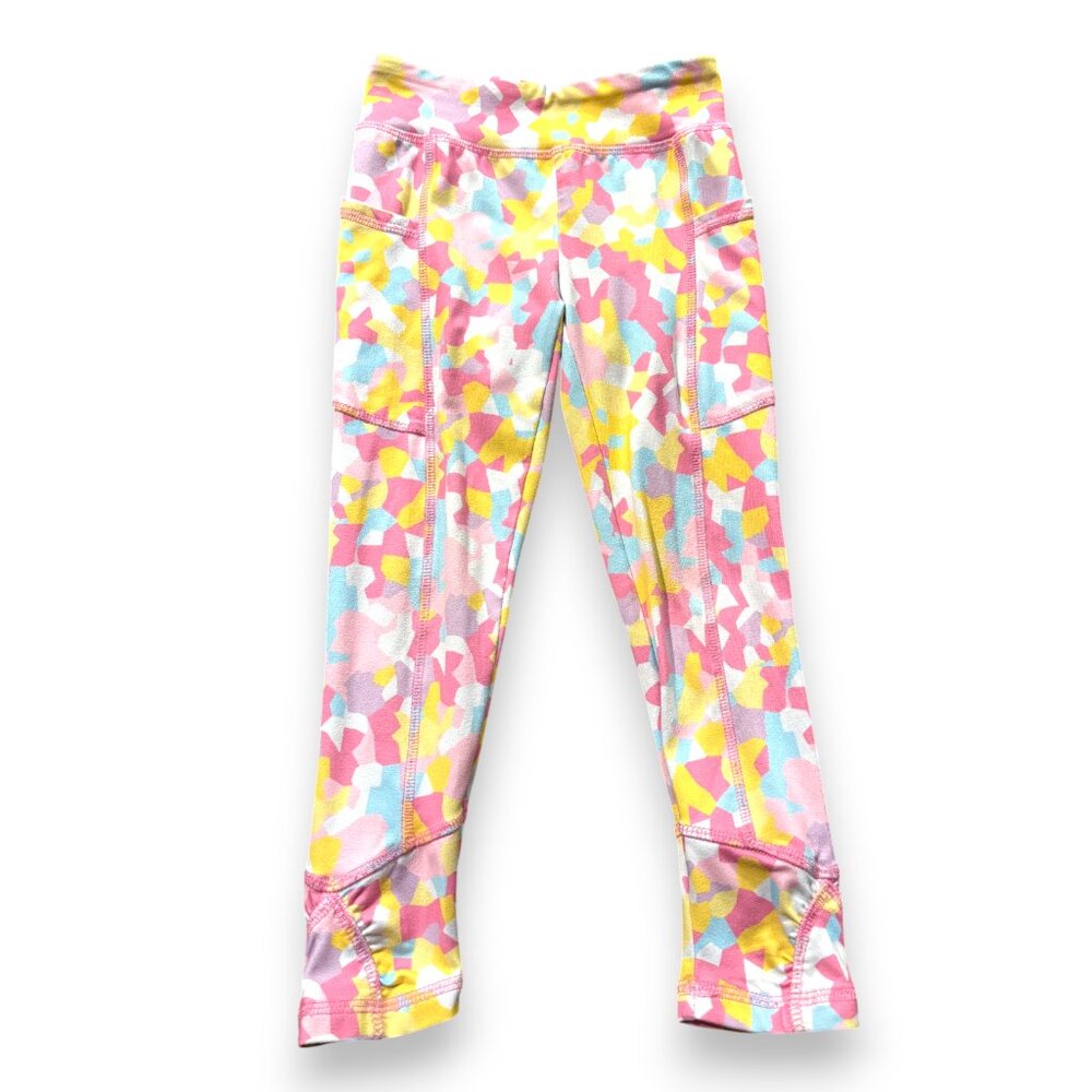 Lands' End girl's multicolor activewear pull on leggings with pockets sz XS‎ 4-5